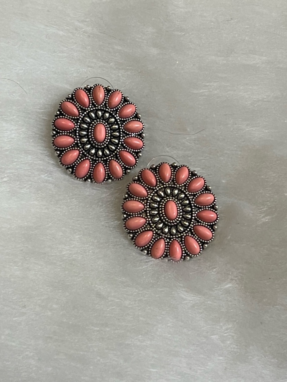 Coral Floral Cluster Statement Earrings